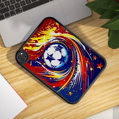 1 chiếc ốp lưng máy tính bảng họa tiết bóng đá hoạt hình, tích hợp lớp bảo vệ dày 360 độ chống sốc cho máy tính bảng 10.9 inch, ốp bảo vệ bằng da di động cho máy tính bảng 10.2 inch.