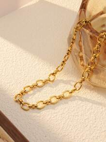 Vòng cổ thép không gỉ thiết kế dây chuyền hình chữ O hợp thời trang và tối giản, mạ vàng 18K, thích hợp cho phụ nữ đeo đi dự tiệc hoặc làm quà tặng cho bạn bè. - Vàng - Xem 1