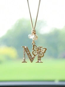 1入金色鋅合金M字母汽車吊飾 - 金色 - 查看 7