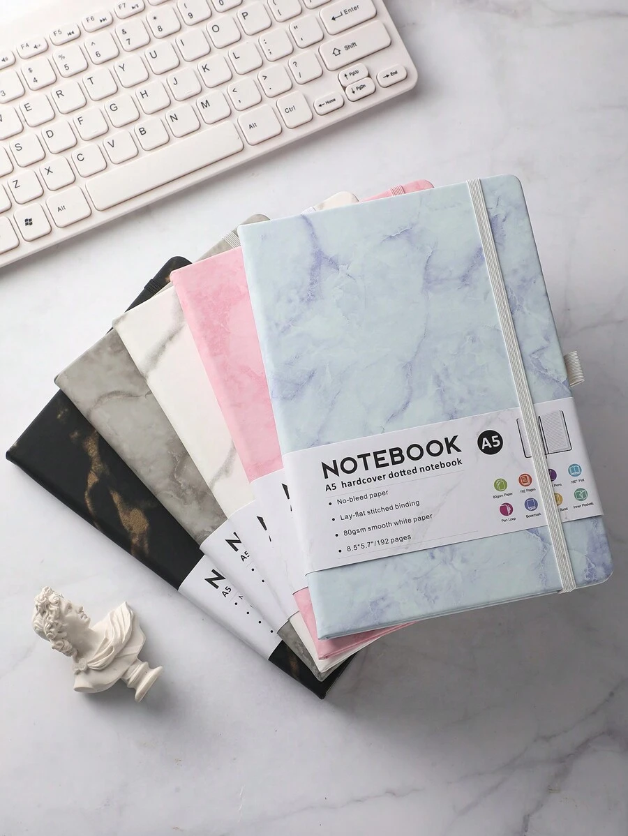 1入組A5大理石紋筆記本帶鬆緊帶，不含筆 - A5 - 查看 1