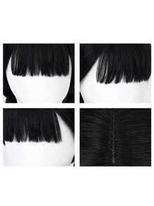 Peluca de trenzas largas y rectas de 26 pulgadas en color negro, hecha de fibra sintética resistente al calor, para niñas y mujeres, disfraz de Wednesday Addams para fiesta de Halloween