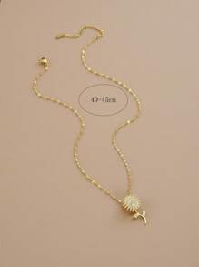 1 pieza Collar de girasol giratorio de acero inoxidable para el Día de San Valentín - Amarillo Oro - Ver 3