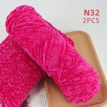 QJH 1pc/2pcs Velvet Chenille Yarn, Soft & Warm Hand Woven Yarn Thread, Perfect For DIY Crochet And Knitting Creative Projects, Ideal For Weaving Scarves, Blankets, Hats, Sweaters
