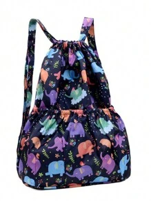 Mochila de nailon con cordón con gran capacidad y diseño simple, adecuada para viajes, fitness y deportes