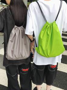 Waterproof Drawstring Backpack Large Capacity Sports Bag For Men And Women, Suitable For Travel, Fitness, Basketball, Rugby, Etc. - Grey - View 6