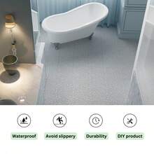 FKZNPJ 12 X 12 Inch Gray Interlocking Deck Tiles Plastic Waterproof Outdoor All Weather Anti-Slip Bathroom Shower Balcony Porch Strong Weight Capacity Upto 440 LBS, Pebble Stone Pattern Pack Of 12