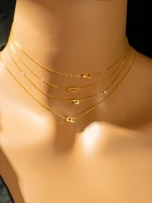 925銀字母項鍊，14k鍍金精緻可愛字母吊墜，簡單時尚個性化名字項鍊，少女禮物 - 金黃色 - 查看 9