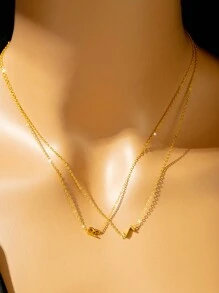 925銀字母項鍊，14k鍍金精緻可愛字母吊墜，簡單時尚個性化名字項鍊，少女禮物 - 金黃色 - 查看 8