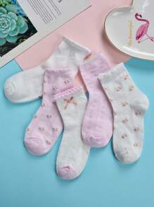 5 Pairs Of Summer Children Mid-Calf Breathable Elastic Socks - Pink - View 2