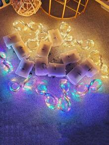 4入組/8入組/12入組小仙女小白盒LED燈,閃爍的卧室童話燈,卧室小型LED彩燈,適用於手工DIY,中心裝飾,派對,婚禮,聖誕桌面裝飾,溫暖的卧室童話氛圍燈 - 多色 - 查看 2