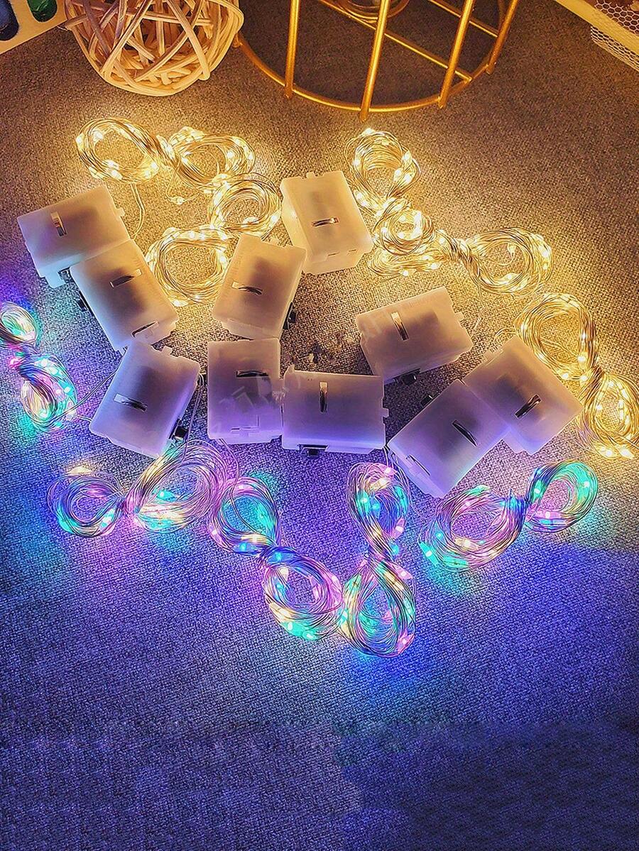 4入組/8入組/12入組小仙女小白盒LED燈，閃爍的卧室童話燈，卧室小型LED彩燈，適用於手工DIY，中心裝飾，派對，婚禮，聖誕桌面裝飾，溫暖的卧室童話氛圍燈