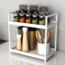 1pc Kitchen Storage Rack, 2-Layer Countertop Shelf - Portable Desktop Organizer, Multifunctional Coffee Counter Shelf, Office Organizer, Suitable For Home Decor, Cosmetics, Books, Bedroom, Office, Outdoor Kitchen Items Kitchen Accessories Kitchen Tools - Multicolor - View 10