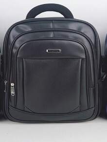 男士功能背包返校書包，適用於書本 - 黑色 - 查看 1