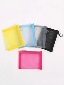 5pcs Mini Mesh Zipper Bags Consisting Of Solid Color, Ideal For Cosmetics And Accessories - 4 Inches X 5 Inches, Odor-Free Travel Storage Bag - Multicolor - View 10