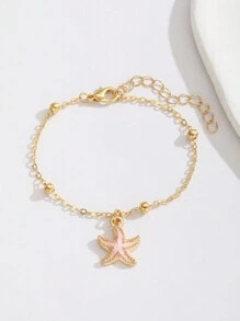 6pcs/Set Cute Delicate Summer Starfish Charm Beaded Bracelet For Kids Girls Friends Banquet Beach Vacation Party Fine Jewelry Accessory For Children Birthday Gift - Multicolor - View 5