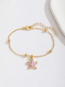 6pcs/Set Cute Delicate Summer Starfish Charm Beaded Bracelet For Kids Girls Friends Banquet Beach Vacation Party Fine Jewelry Accessory For Children Birthday Gift - Multicolor - View 9