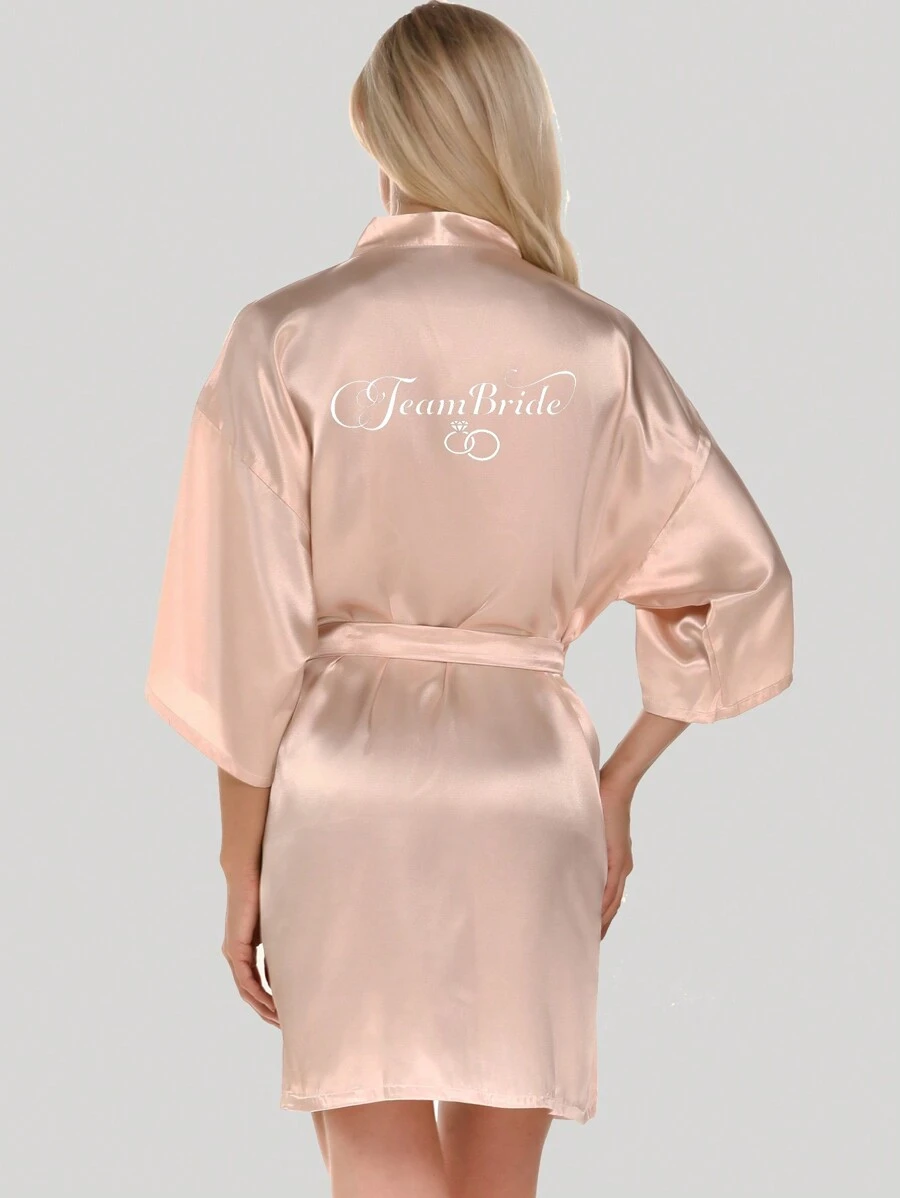 Sisbigdey 1 件新娘部落钻石印花缎面短袍，适合伴娘