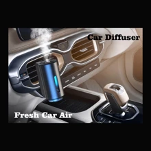 智能汽车通风口清新剂，带 3 个可调节级别，汽车香薰扩散器，带 3 瓶 10ml 天然法国香薰香水，汽车香薰或家用 - 灰色 - 查看 6