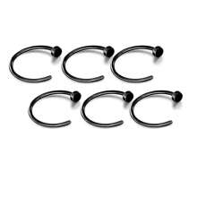 6Pcs Fake Nose Rings For Women Stainless Steel Lip Rings Labret Ring Nostril Hoop Piercing Studs Nose Piercing Jewelry