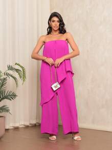 Women Jumpsuits - 玫紅色 - 查看 1