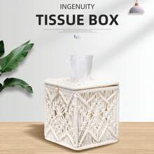 1入組波西米亞風格正方形紙巾盒，多功能家用收納盒，適用於浴室、臥室、客廳等，適合全年、聖誕節和婚禮桌面裝飾紙巾盒