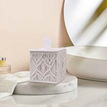 1入組波西米亞風格正方形紙巾盒，多功能家用收納盒，適用於浴室、臥室、客廳等，適合全年、聖誕節和婚禮桌面裝飾紙巾盒