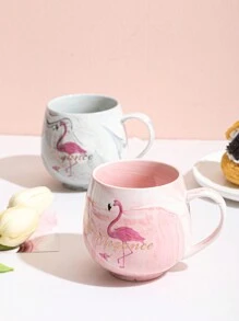 1 件全新大理石陶瓷杯，创意火烈鸟设计，适用于茶、咖啡、牛奶、果汁，非常适合家庭、客厅、早餐、婚礼、派对、礼物、生日、圣诞节 - 灰色 - 查看 3