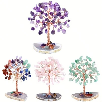 1 PIEZA Árbol de bonsái de cristal de siete chakras hecho a mano - Equilibrador de energía y bienestar, decoración de aura mística para curación espiritual, base aleatoria única. Regalo para el Día del Padre, Día del Padre, 4 de julio, Mujeres