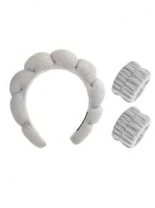 1 套毛巾和头带，适用于水疗、洗脸、化妆、头发，带有扭曲设计，家居浴室装饰秋季装饰返校