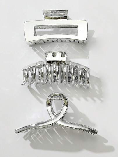 3 件银色仿金属塑料发夹，大尺寸，高端奢华感发饰骷髅头骨发夹发夹发夹发夹发夹，休闲秋冬发饰，适合女士度假装扮