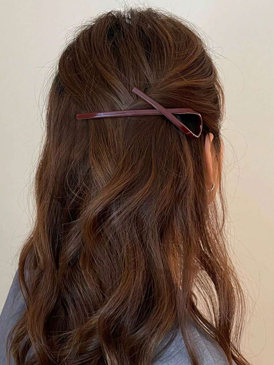 1pc Simple Line Hair Clip For Women, Elegant Half Updo Spring Clip Design For Girls, 2024 New Arrival Accessory To Pair With Outfits - Multicolor - View 1