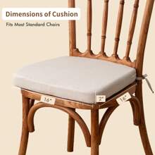Chair Cushion With Ties For Dining Chairs, Non Slip Kitchen Chair Pad And Dining Seat Cushion With Machine Washable Cover, Beige,16"X16"X2" - 米色 - 查看 8
