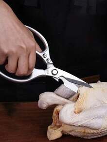 Tijeras de cocina multifuncionales de estilo japonés de 1 pieza, tijeras para alimentos multifuncionales de acero inoxidable, herramienta práctica súper afilada adecuada para carne, pescado, pollo, pizza, ensalada, barbacoa, uso pesado, comercial y doméstico - Plateado - Ver 5