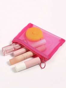 5pcs Mini Mesh Zipper Bags Consisting Of Solid Color, Ideal For Cosmetics And Accessories - 4 Inches X 5 Inches, Odor-Free Travel Storage Bag - Multicolor - View 6