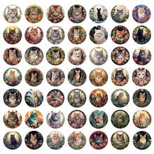 50入組小貓郵票貼紙乙烯基美學貼紙，適用於剪貼簿、日記、筆記型電腦、杠、滑板、水瓶、電腦、手機、卡通、硬帽和汽車貼紙