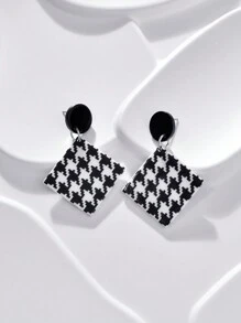 1 đôi bông tai hình tròn & ca rô in hai mặt acrylic, bông tai thời trang cho phụ nữ đeo trong các bữa tiệc và khiêu vũ - màu xanh lá - Xem 8