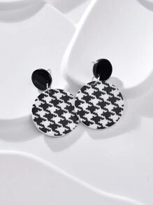 1 đôi bông tai hình tròn & ca rô in hai mặt acrylic, bông tai thời trang cho phụ nữ đeo trong các bữa tiệc và khiêu vũ - màu xanh lá - Xem 4