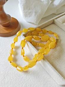 Natural Baltic Amber Baroque Necklace Vintage Style With Mellite Asymmetrical Gemstone Of Therapy Fossilize Resin Calm And Peace Fashion Accessorize Fine Gift For Her Anniversary Birthday Mother's Day Presents