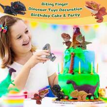 6 piezas de juguetes coleccionables de dinosaurios mordedores para exhibición, juego y figuras snap-on. Nuevo y creativo títere de mano de animal de dinosaurio para niños. - Multicolor - Ver 6