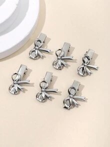 6 chiếc Kẹp tóc màu trơn bằng kim loại rỗng bóng cạnh hình con bướm Y2K Phong cách trang phục dạo phố Y2K, Phụ kiện thời trang trong khuôn viên trường Thích hợp cho bữa tiệc, khiêu vũ và trang phục hàng ngày - Bạc - Xem 2