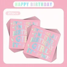 20 件 Singer 生日装饰餐巾 | It's Me Hi I'm The Birthday Wemen It's Me 派对用品激光鸡尾酒餐巾 - 粉色 Wemen 生日单身派对餐具，圣诞节