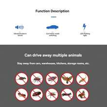 1入組通用5V/12V車用超聲波驅鼠器，使用紅白色閃燈提示，防水性能優良，適用於汽車、車庫、露營 - 多色 - 查看 7