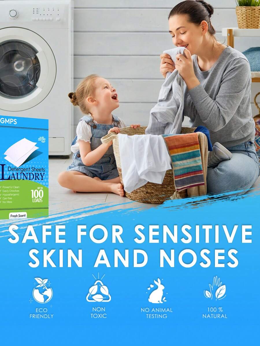 Laundry Detergent Sheets For Washer And Handwashing Plant Based