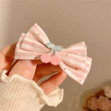 1入組/2入組軟草莓粉色蝴蝶結女孩髮夾，可愛甜美側分夾，適用於夏季 - 彩色 - 查看 16