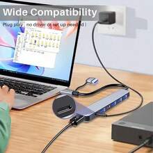 STONESKY 7 In 1 Multiport USB-C Hub Type C To USB 3.0 2.0 Adapter For IOS Pro - Bạc - Xem 9