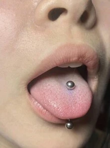 3pcs Fashionable Straight Barbell Tongue Rings With Double Round Balls Body Piercing Jewelry, Unisex