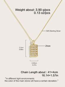 Cici Color 1入組S925純銀鍍14K金白閃閃鋯石嵌鑲精美萬能珠算形吊墜項鍊，適合送禮/約會/新娘/婚禮 - 金黃色 - 查看 2