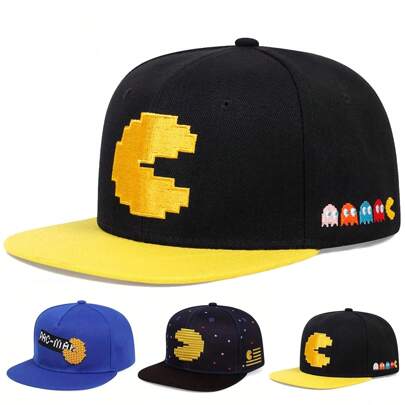 1pc Men's Cartoon Embroidered Hip Hop Cap, Fashionable Sports Baseball Cap, Outdoor Adjustable Sunscreen Leisure Hat, Suitable For Spring And Autumn Travel, Beach Parties