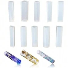 10入組矽膠鑄模，用於自製樹脂首飾吊墜，鑄模工具適用於黏土、環氧樹脂 - 白色 - 查看 1