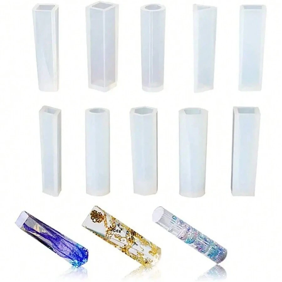 10入組矽膠鑄模，用於自製樹脂首飾吊墜，鑄模工具適用於黏土、環氧樹脂 - 白色 - 查看 1